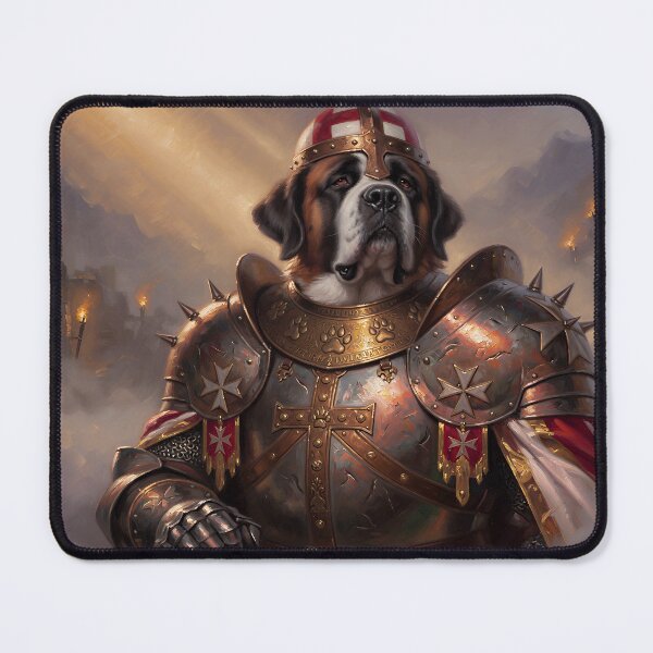 Item preview, Medieval Saint Bernard Knight Warrior | Epic Fantasy Crusader Dog designed and sold by cr6zym1nd.