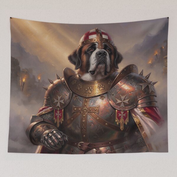 Item preview, Medieval Saint Bernard Knight Warrior | Epic Fantasy Crusader Dog designed and sold by cr6zym1nd.