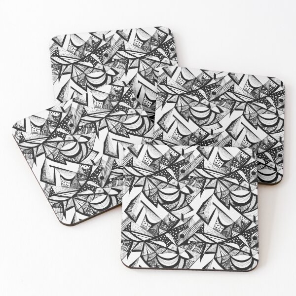 Item preview, Intricate Black & White Abstract Geometric Pattern Design 65 designed and sold by Habatour Creations Exclusive Digital Art Products.