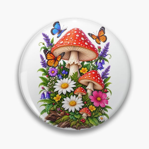 Item preview, Colorful Mushroom Garden with Butterflies and Flowers designed and sold by ThilankaDesign.