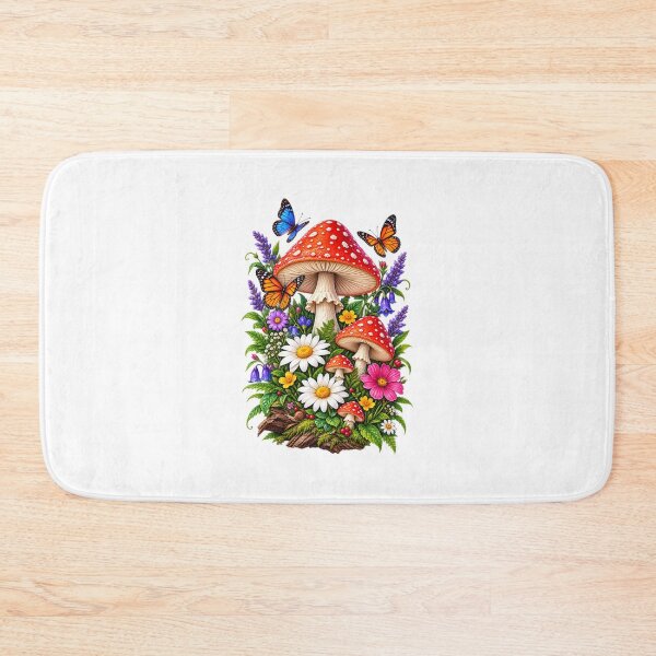 Item preview, Colorful Mushroom Garden with Butterflies and Flowers designed and sold by ThilankaDesign.
