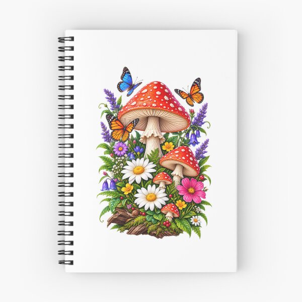 Item preview, Colorful Mushroom Garden with Butterflies and Flowers designed and sold by ThilankaDesign.
