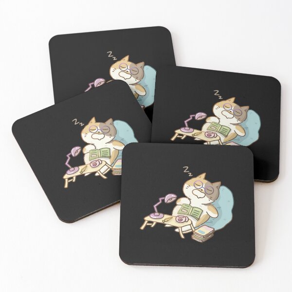 Item preview, Kawaii Cat Study Time Cute Sleepy Reading Kitten Art designed and sold by Doublettaedare.