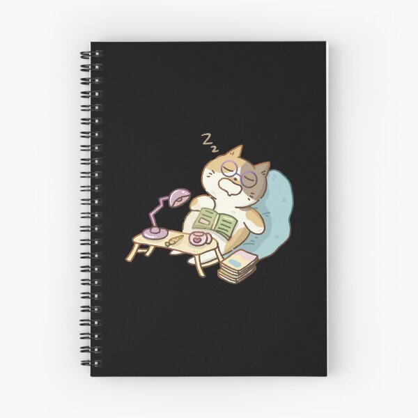 Item preview, Kawaii Cat Study Time Cute Sleepy Reading Kitten Art designed and sold by Doublettaedare.