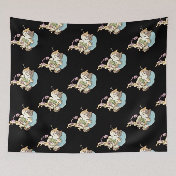 Item preview, Kawaii Cat Study Time Cute Sleepy Reading Kitten Art designed and sold by Doublettaedare.