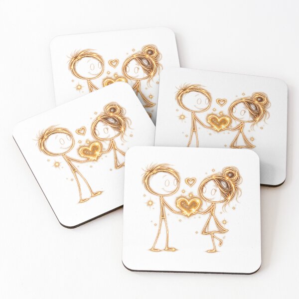 Item preview, You Have My Heart | Golden Couple Love Illustration designed and sold by CalmMandala.