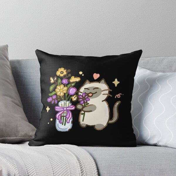 Item preview, Kawaii Cat With Flowers Cute Floral Ribbon Bouquet Graphic designed and sold by Doublettaedare.