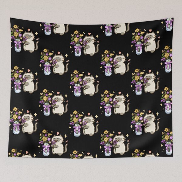 Item preview, Kawaii Cat With Flowers Cute Floral Ribbon Bouquet Graphic designed and sold by Doublettaedare.