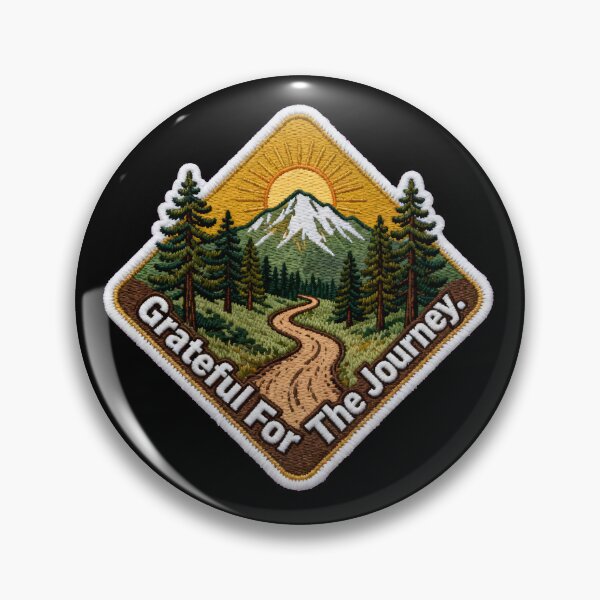 Item preview, Grateful For The Journey – Embroidered Patch Style  Mountain Trail Sunrise Hiking designed and sold by Ideeplyfeltit.