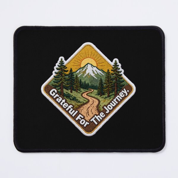 Item preview, Grateful For The Journey – Embroidered Patch Style Mountain Trail Sunrise Hiking designed and sold by Ideeplyfeltit.