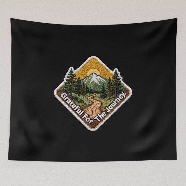Item preview, Grateful For The Journey – Embroidered Patch Style  Mountain Trail Sunrise Hiking designed and sold by Ideeplyfeltit.