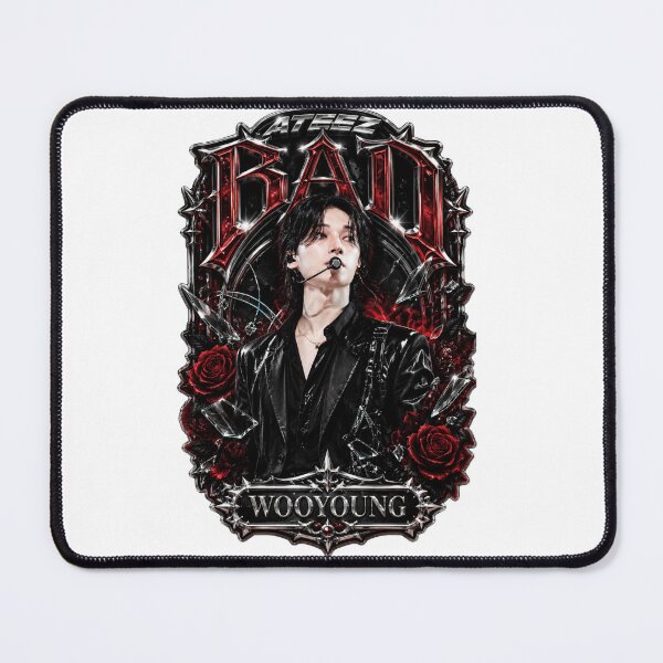 Item preview, Classic Metal Frame Wooyoung ATEEZ BAD Era Burgundy Velvet Artwork designed and sold by Valeree Store.