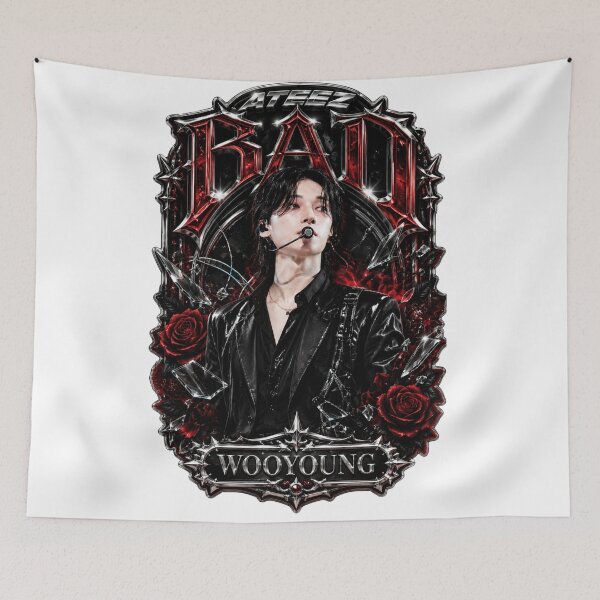 Item preview, Classic Metal Frame Wooyoung ATEEZ BAD Era Burgundy Velvet Artwork designed and sold by Valeree Store.