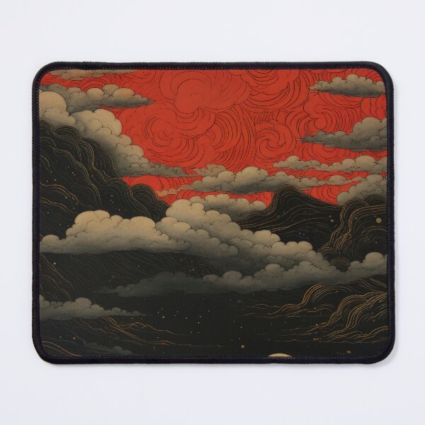 Item preview, Vintage Ukiyo-e Red Sky Mountain Landscape designed and sold by store52.