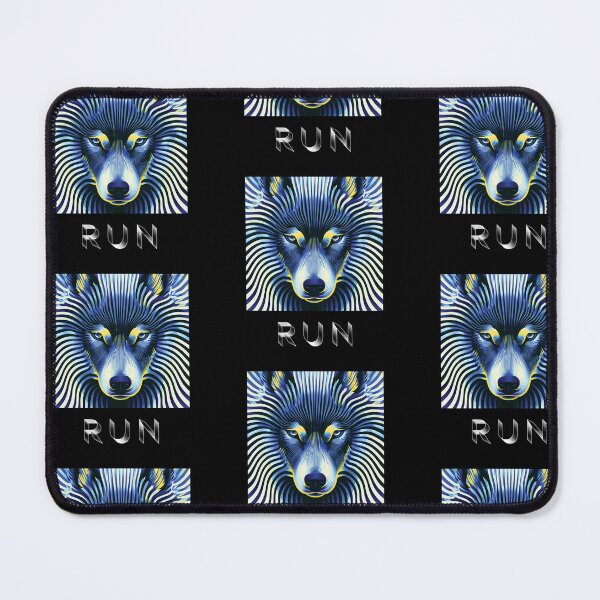 Item preview, MARINA — RUN Wolf Pack Optical Illusion Art | Cyber Punk Vaporwave Alternative in Navy & Gold designed and sold by ✨nightvrld.