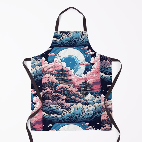 Item preview, Japanese Pagoda Night Sakura & Giant Moon designed and sold by store52.
