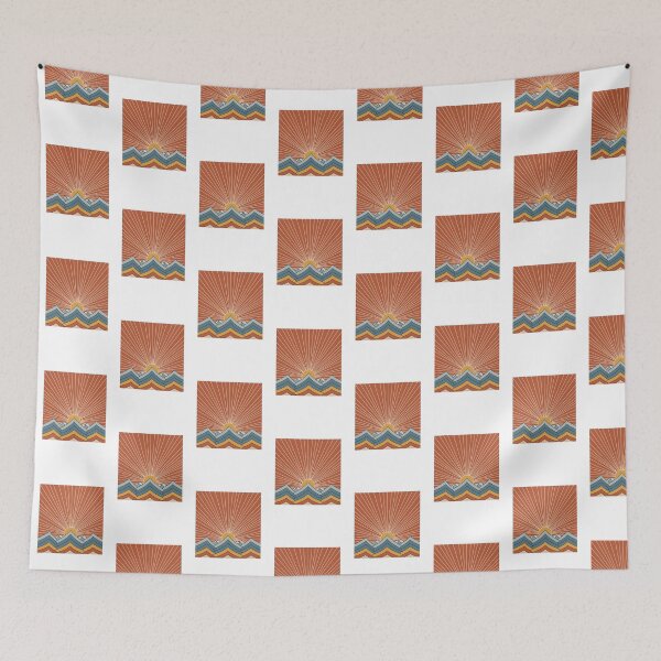 Item preview, Boho Sun Mountains Landscape - Warm Earth Tones Wall Art designed and sold by Dzblack.