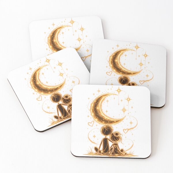 Item preview, Together Under the Moon | Golden Romantic Couple designed and sold by CalmMandala.