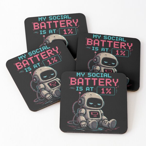 Item preview, My Social Battery is at 1% - Funny Tired Cyberpunk Robot designed and sold by AstroPal28.