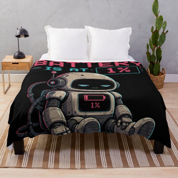 Item preview, My Social Battery is at 1% - Funny Tired Cyberpunk Robot designed and sold by AstroPal28.
