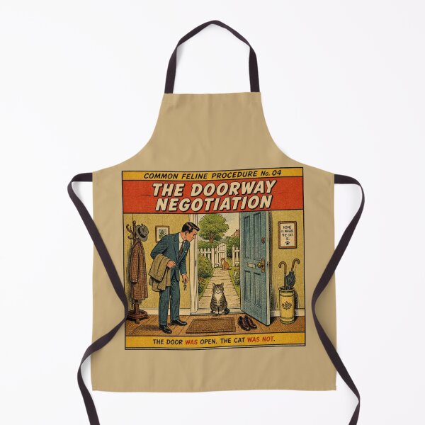 Item preview, Common Feline Procedure No. 04 – The Doorway Negotiation | Funny Vintage Cat Comic designed and sold by Cavalier-org.