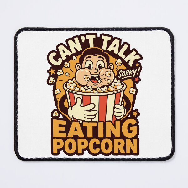 Item preview, Can't Talk Eating Popcorn Funny Binge Watching Mascot Classic T-Shirt designed and sold by pawsome purrfect.