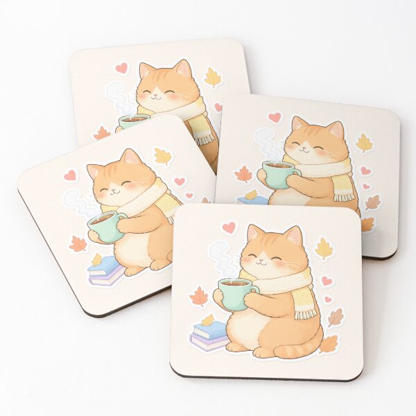 Item preview, Cute Coffee Cat Sticker | Kawaii Orange Cat Coffee Lover | Cozy Vinyl Sticker designed and sold by usaniya.