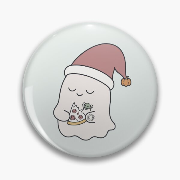 Item preview, Minimalist Nightcap Ghost Eating Pizza with a Mini Spider | Funny Halloween Art designed and sold by suncorner28.