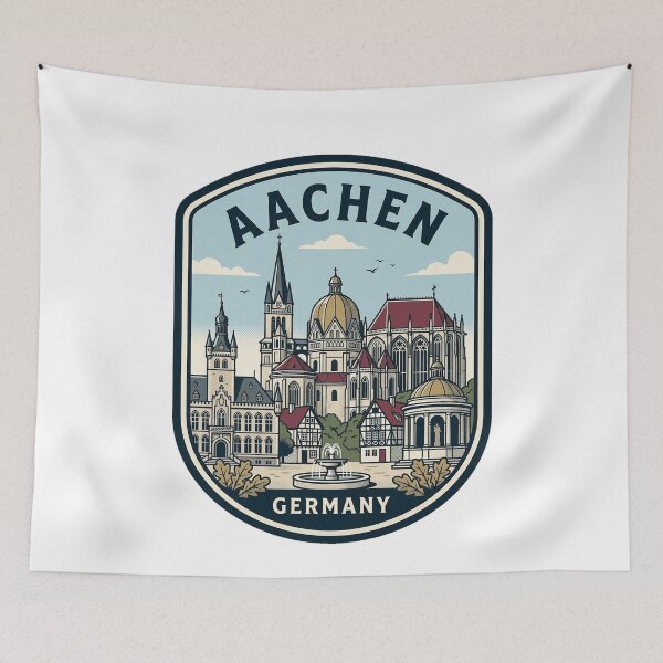 Item preview, Vintage Aachen Germany Travel Badge City Skyline designed and sold by k3rstman1.