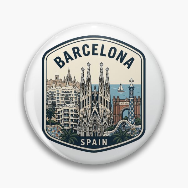 Item preview, Barcelona Spain Vintage Travel Landmark Emblem designed and sold by k3rstman1.