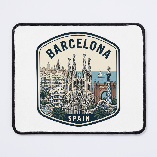 Item preview, Barcelona Spain Vintage Travel Landmark Emblem designed and sold by k3rstman1.