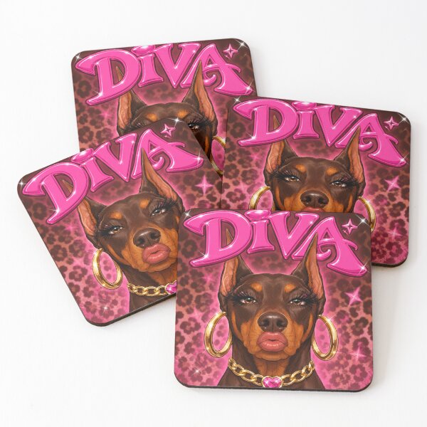 Item preview, Diva Doberman Y2K Pink Leopard Funny Red Doberman Pinscher with Gold Hoops designed and sold by Yellowriversss.