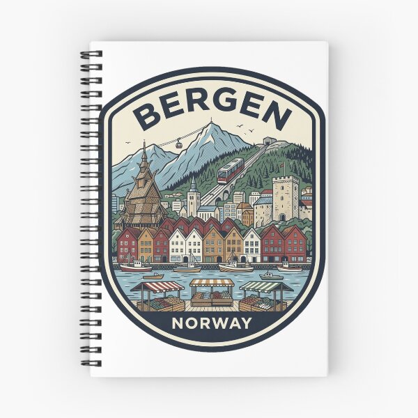Item preview, Bergen Norway Retro Travel Badge Illustration designed and sold by k3rstman1.