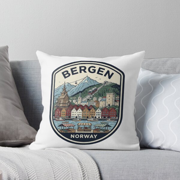 Item preview, Bergen Norway Retro Travel Badge Illustration designed and sold by k3rstman1.