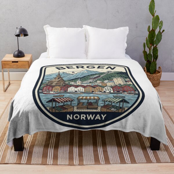 Item preview, Bergen Norway Retro Travel Badge Illustration designed and sold by k3rstman1.