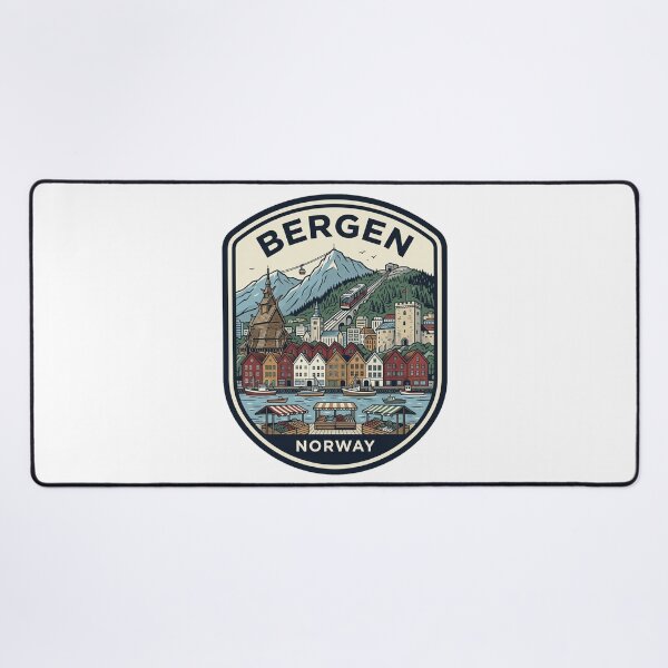 Item preview, Bergen Norway Retro Travel Badge Illustration designed and sold by k3rstman1.