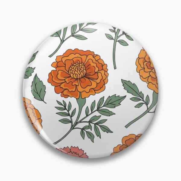 Item preview, Vintage Orange Marigold Floral Seamless Pattern - Retro Botanical Flower Garden Art designed and sold by Dzblack.