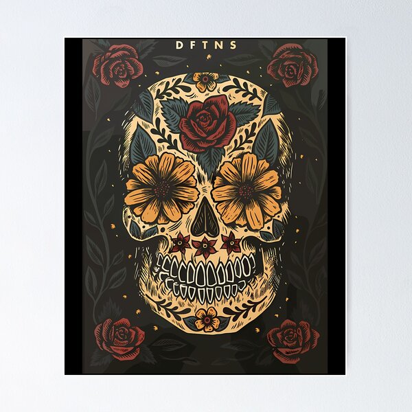 Item preview, Floral Sugar Skull DFTNS Poster designed and sold by AutomatedArtist.