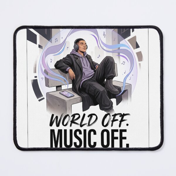 Item preview, Music Off World Off | Premium Music Lover Streetwear | Headphone Lifestyle Graphic Tee designed and sold by SAJ Design Studio.
