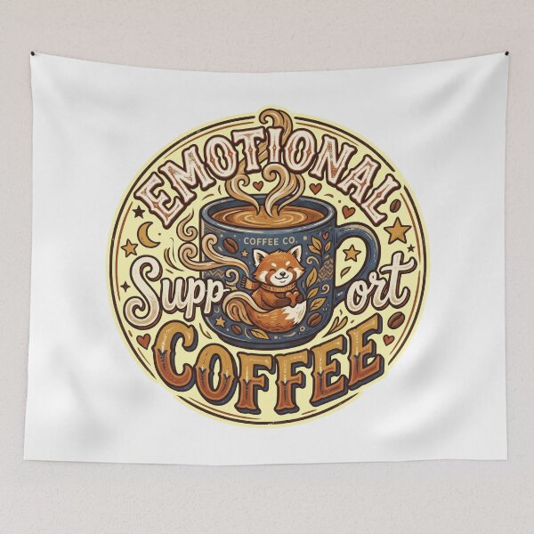 Item preview, Emotional Support Coffee Red Panda Cute Coffee Lover Cafe Animal designed and sold by LOVEARTDESIGN.