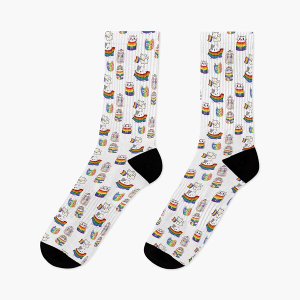 Item preview, Set A Little Gay Cat Friend – Rainbow Pride Pixel Art Cat Sticker  designed and sold by Playful Strokes pom@pom.