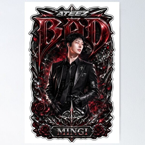 Item preview, Classic Silver Accent Mingi ATEEZ BAD Track Vintage Streetwear Graphic designed and sold by Valeree Store.