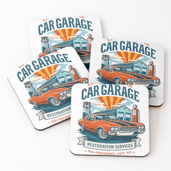 Item preview, Classic Muscle Car Garage Route 66 Poster designed and sold by Matinez Pink.
