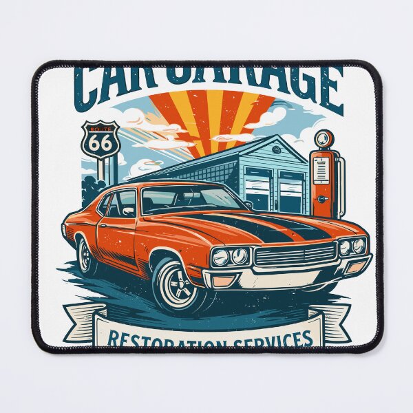 Item preview, Classic Muscle Car Garage Route 66 Poster designed and sold by Matinez Pink.