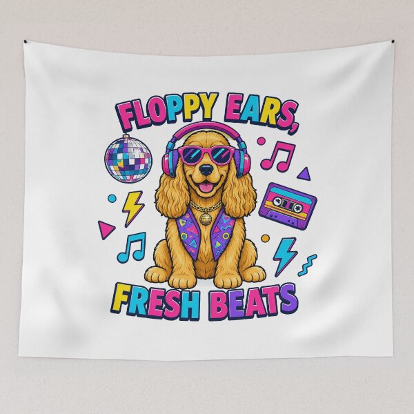Item preview, Retro Cocker Spaniel Enjoying Fresh Beats designed and sold by Kolibra.