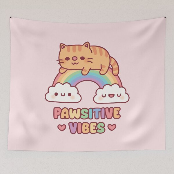 Item preview, Cute Tabby Cat On The Rainbow Pawsitive Vibes designed and sold by rustydoodle.