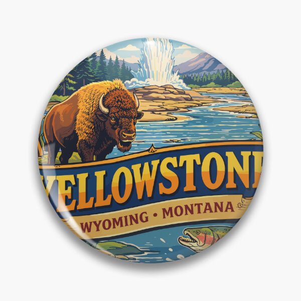 Item preview, Yellowstone National Park Geyser & Bison Poster designed and sold by Matinez Pink.