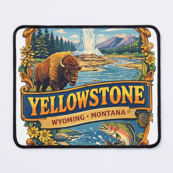 Item preview, Yellowstone National Park Geyser & Bison Poster designed and sold by Matinez Pink.