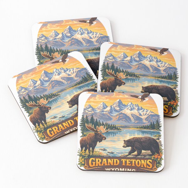 Item preview, Grand Tetons Wyoming Wildlife Poster designed and sold by Matinez Pink.