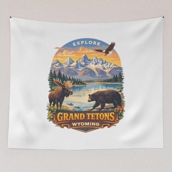 Item preview, Grand Tetons Wyoming Wildlife Poster designed and sold by Matinez Pink.